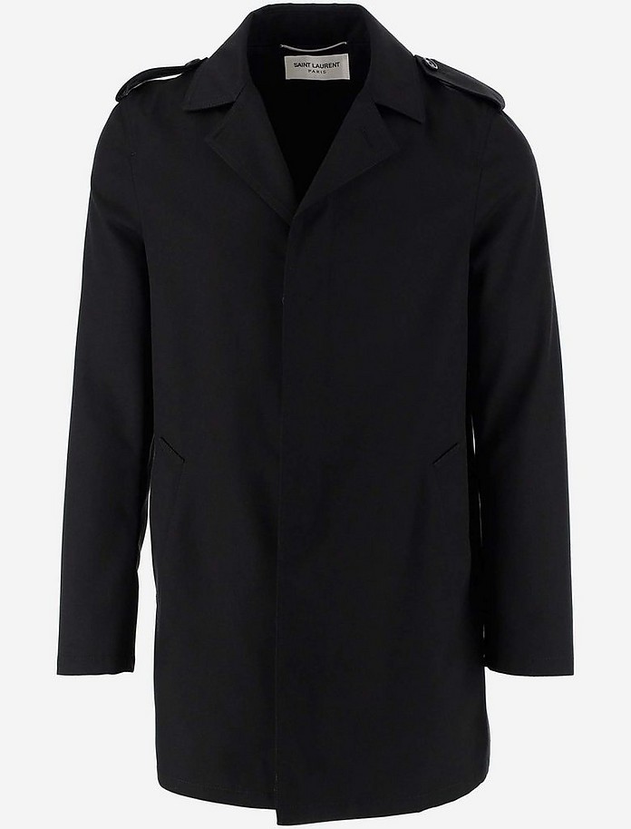 Black Cotton Men's Trench Coat - Saint Laurent