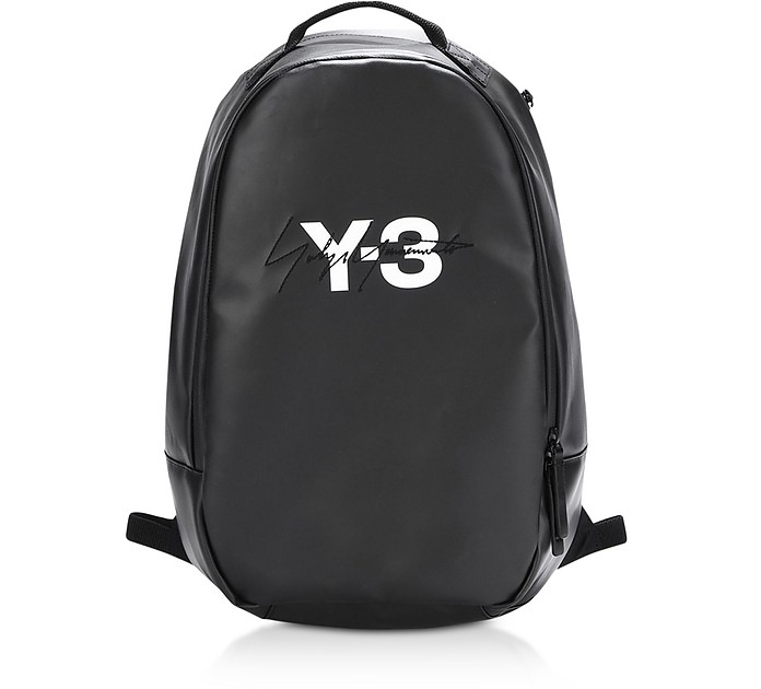 Black Coated Canvas Signature Backpack - Y-3