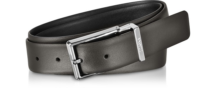Two Tone Leather Adjustable and Reversible Men's Belt  - Ermenegildo Zegna
