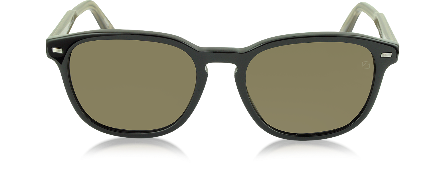 Ermenegildo Zegna Negro / / Neutral EZ0005 01M Gafas de Sol para Hombres y Marrón de Acetato Polarizado - FORZIERI