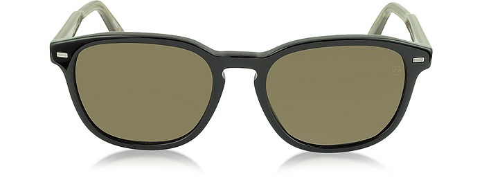 EZ0005 01M Black & Brown Polarized Acetate Men's Sunglasses - Ermenegildo Zegna / GlWh [jA