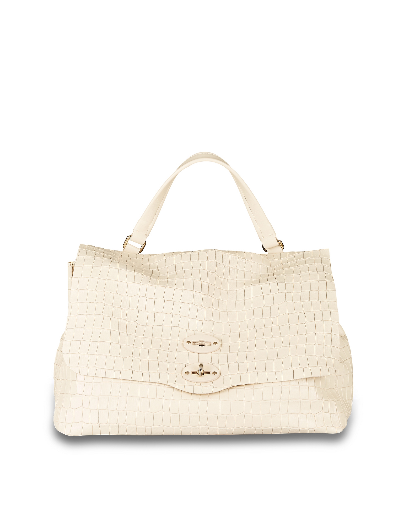 Zanellato Designer Handbags Postina Cayman Beige Medium Leather Handbag In Neutres