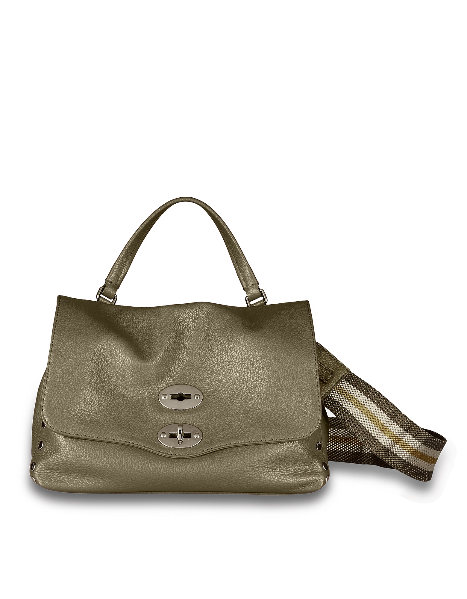 Zanellato Designer Handbags Postina Daily Giorno Small Green Mimetica Leather Handbag In Vert