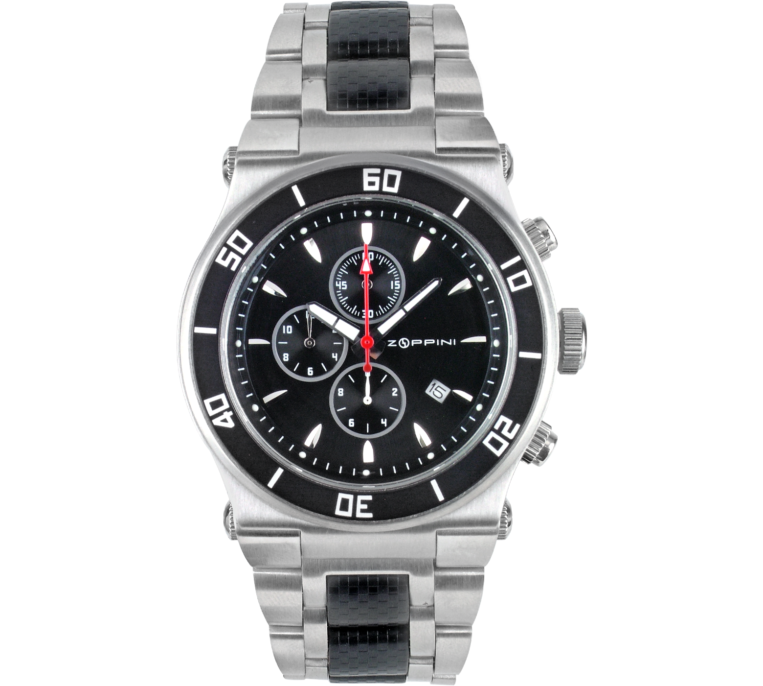 Zoppini Time - Brushed Stainless Steel and Rubber Chronograph Watch at ...