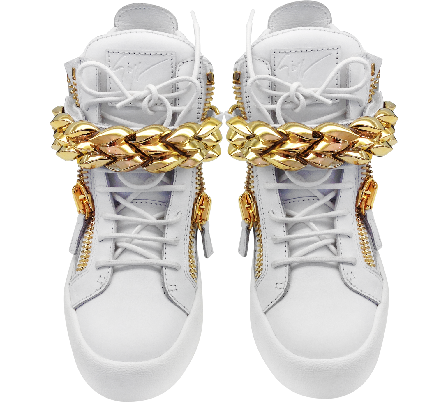 Giuseppe Zanotti White Leather High-top Sneaker w/Chain Detail 36 IT/EU ...