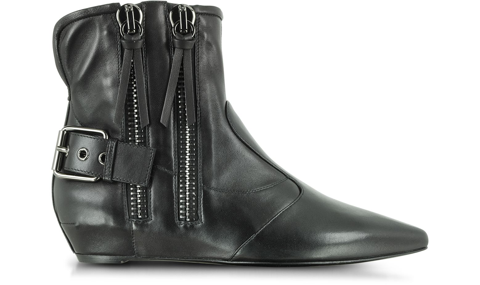 Giuseppe Zanotti Black Leather Wedge Boot w/Zips and Buckle 36 IT/EU at ...