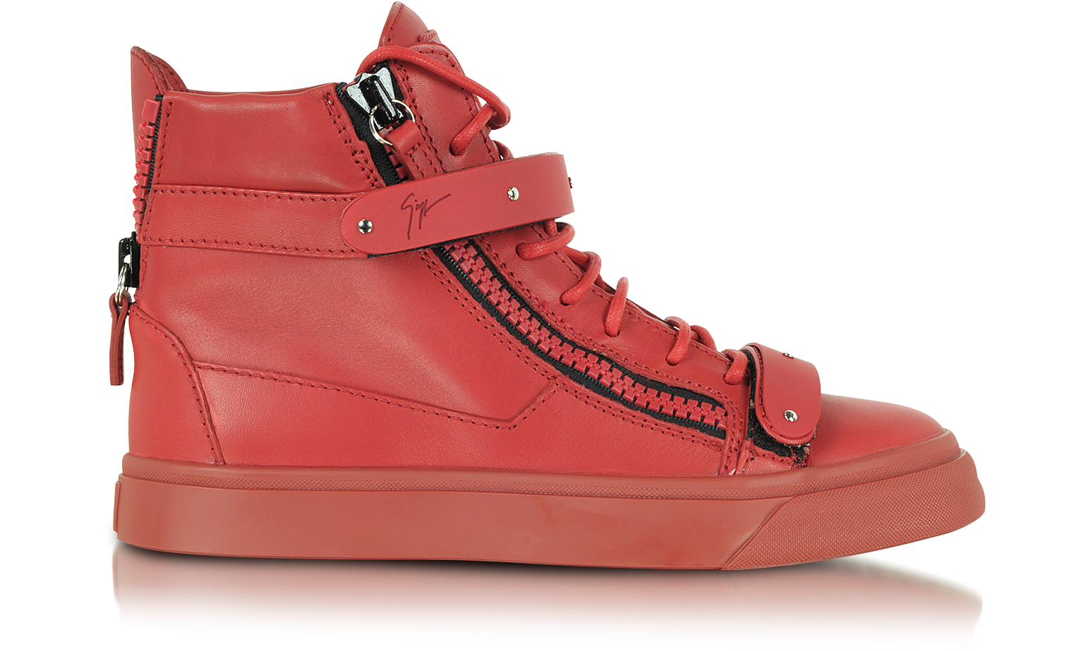 Giuseppe Zanotti London Red Leather and Metal High-Top Sneaker 36 IT/EU ...