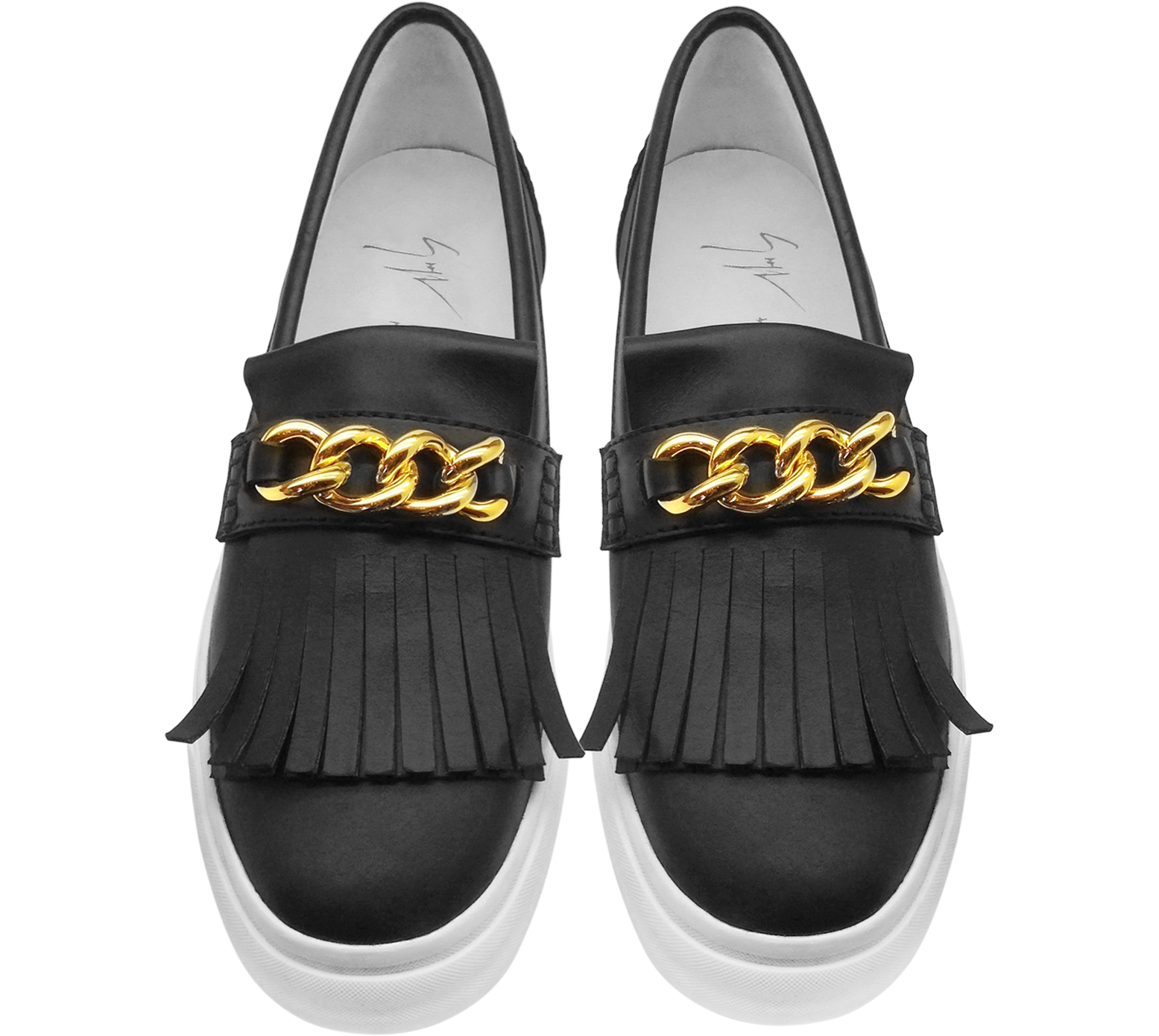 Giuseppe Zanotti Black Leather Fringed Slip On Sneaker 41 (8 US | 7 UK ...