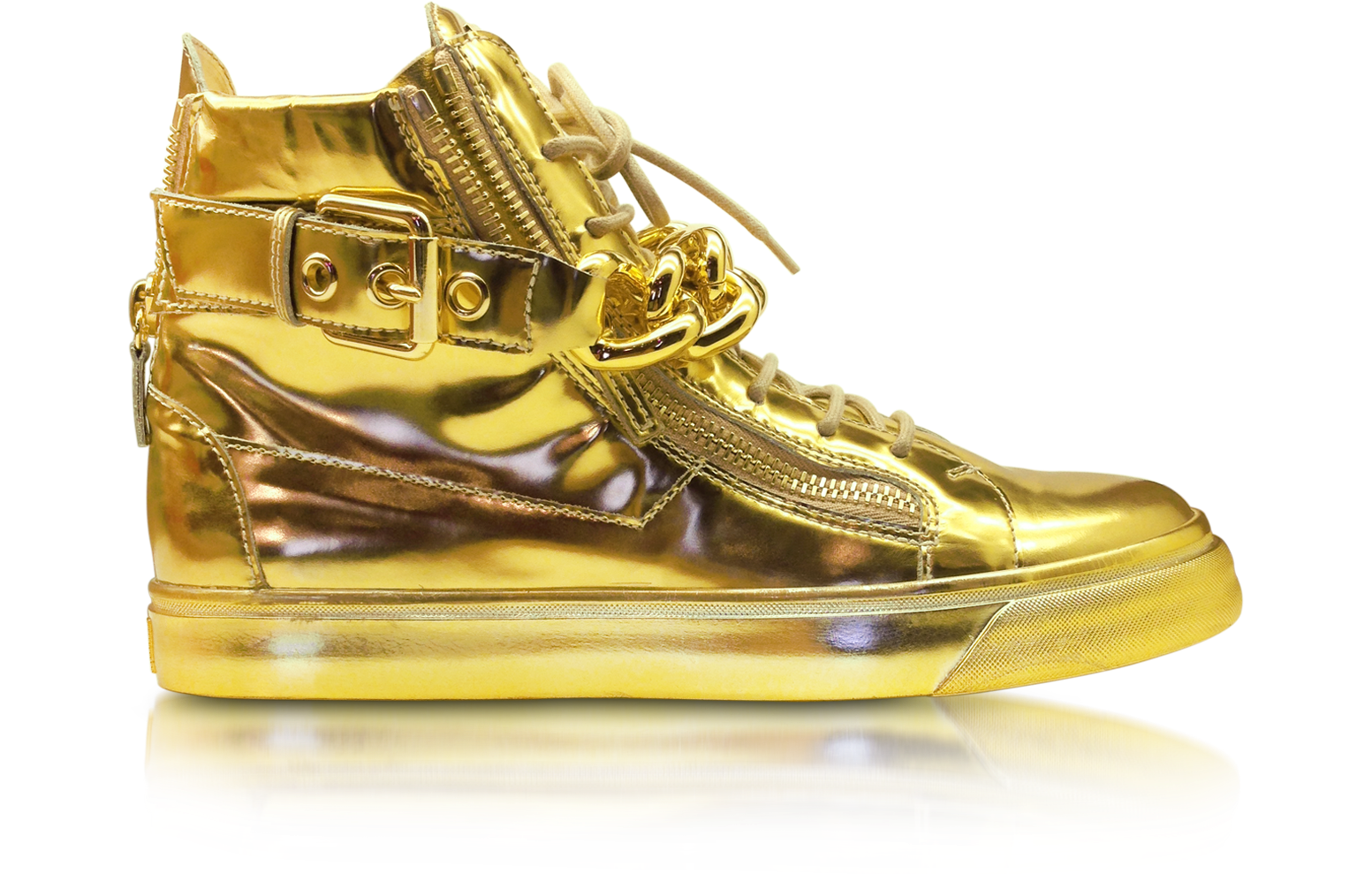 Giuseppe Zanotti Gold Metallic Leather High-Top Sneaker 40 (7 US | 6 UK ...