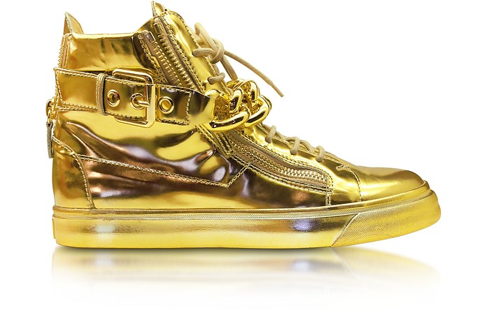 Giuseppe Zanotti Gold Metallic Leather High-Top Sneaker 40 (7 US | 6 UK ...
