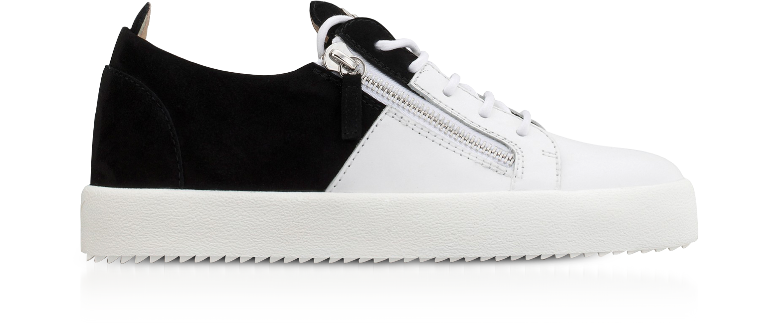 giuseppe zanotti black and white sneakers