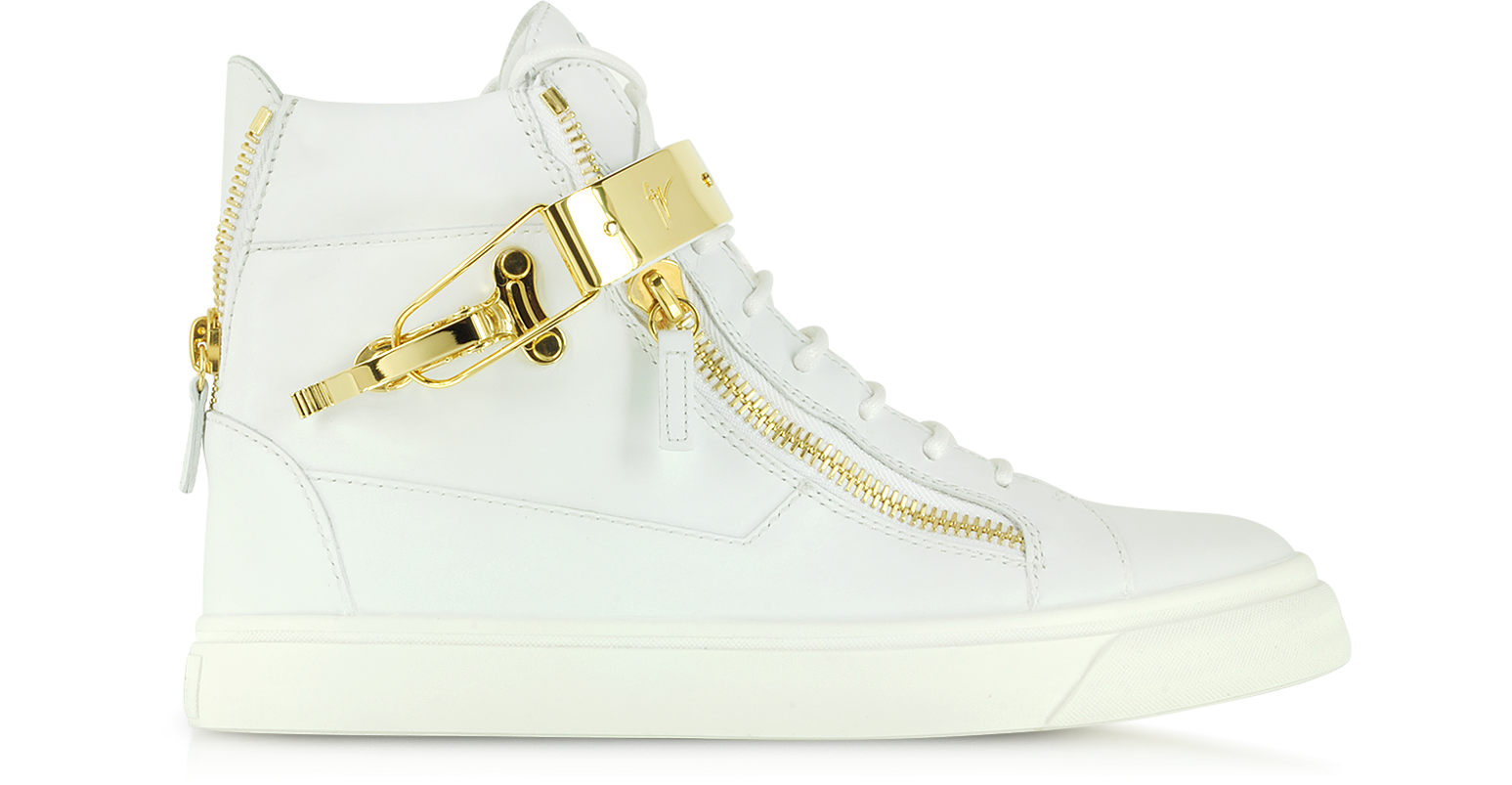 white and gold giuseppe sneakers