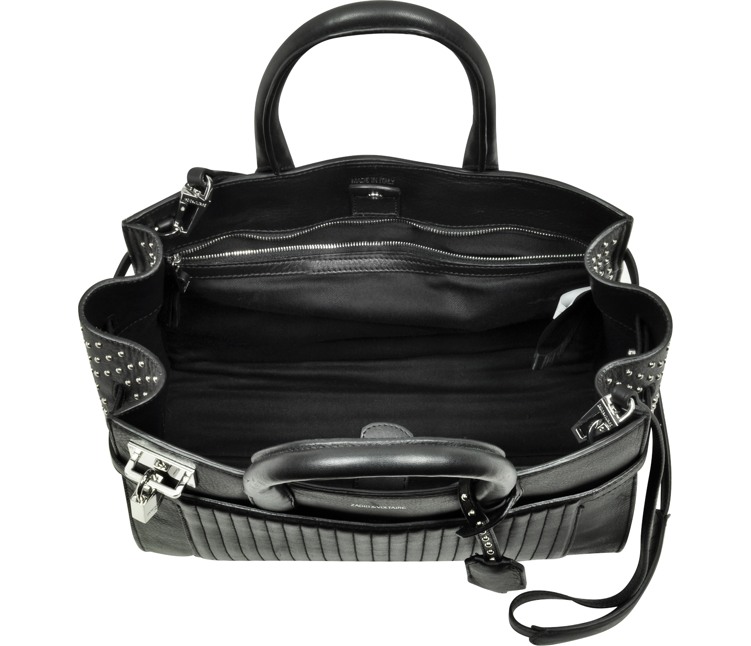 Zadig & Voltaire Candide Medium Black Leather Studded Satchel Bag at ...