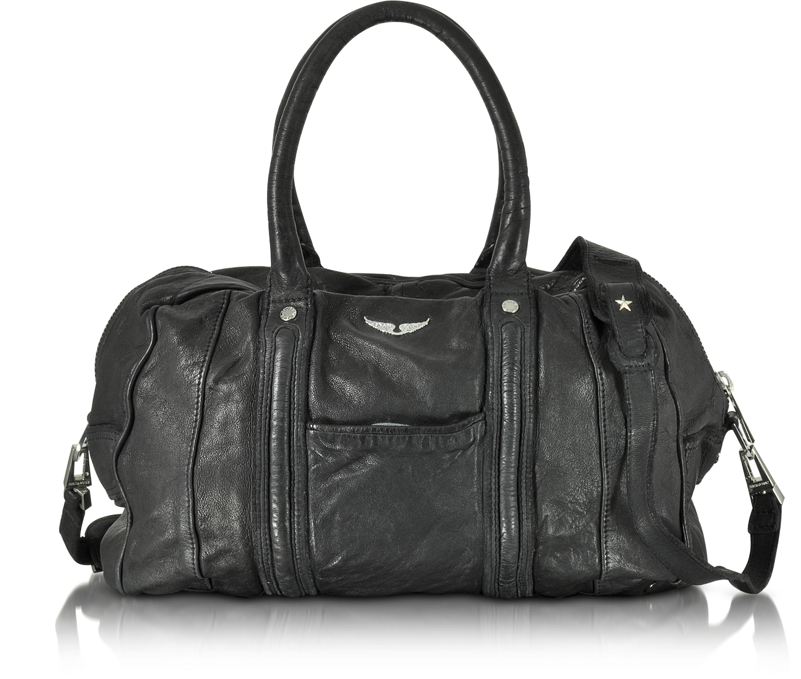 Zadig & Voltaire Beha Deep Dye Marine Leather Satchel Bag at FORZIERI