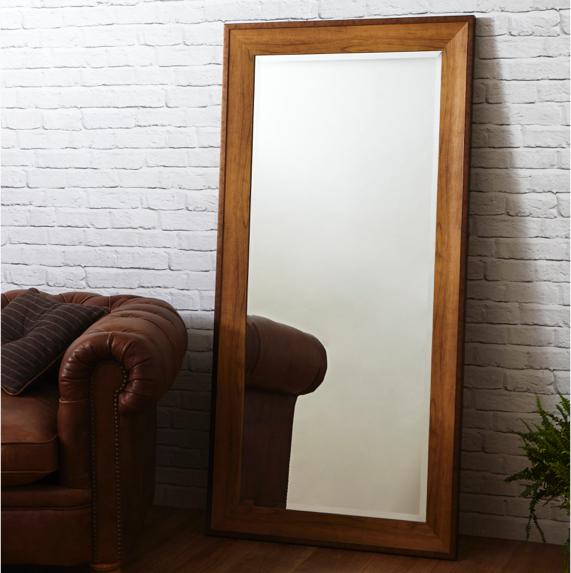 Loft bedroom ideas – wood framed leaner mirror