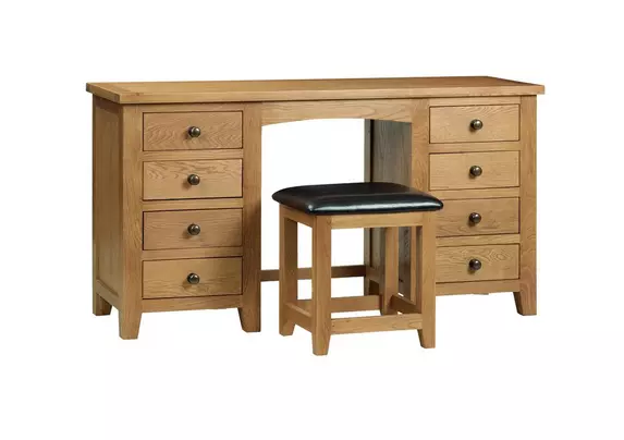 Oak double deals pedestal dressing table