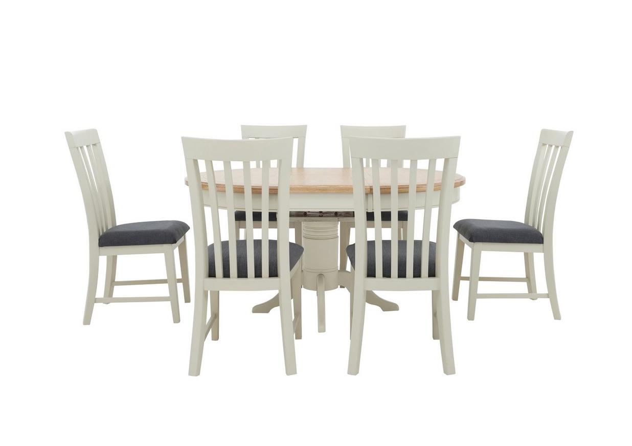 Angeles Round Extending Dining Table And 6 Wooden Dining Chairs Furnitureland Furniture Village