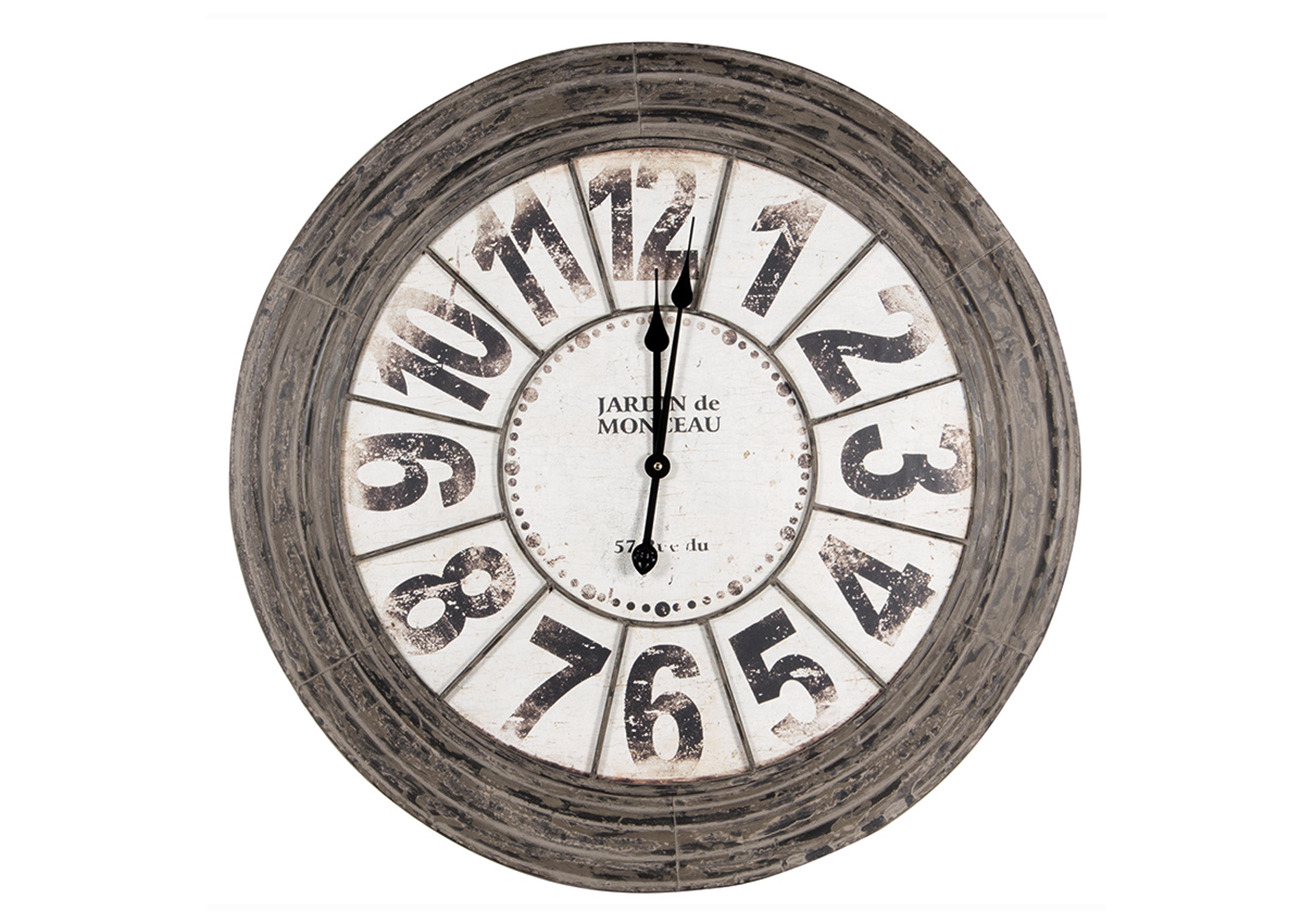 Antique Grey Metal Round Clock Furniture Village