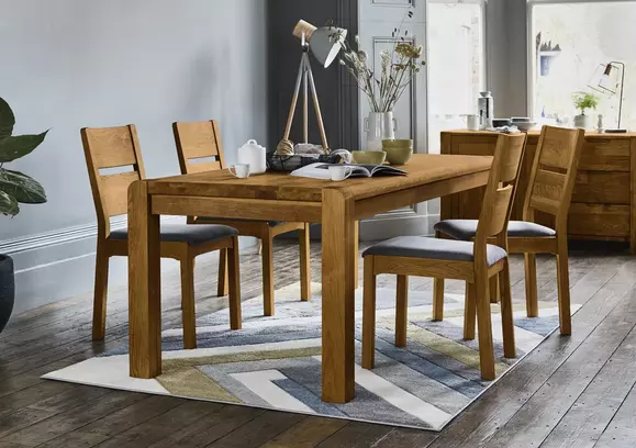 Natural oak dining table and chairs hot sale