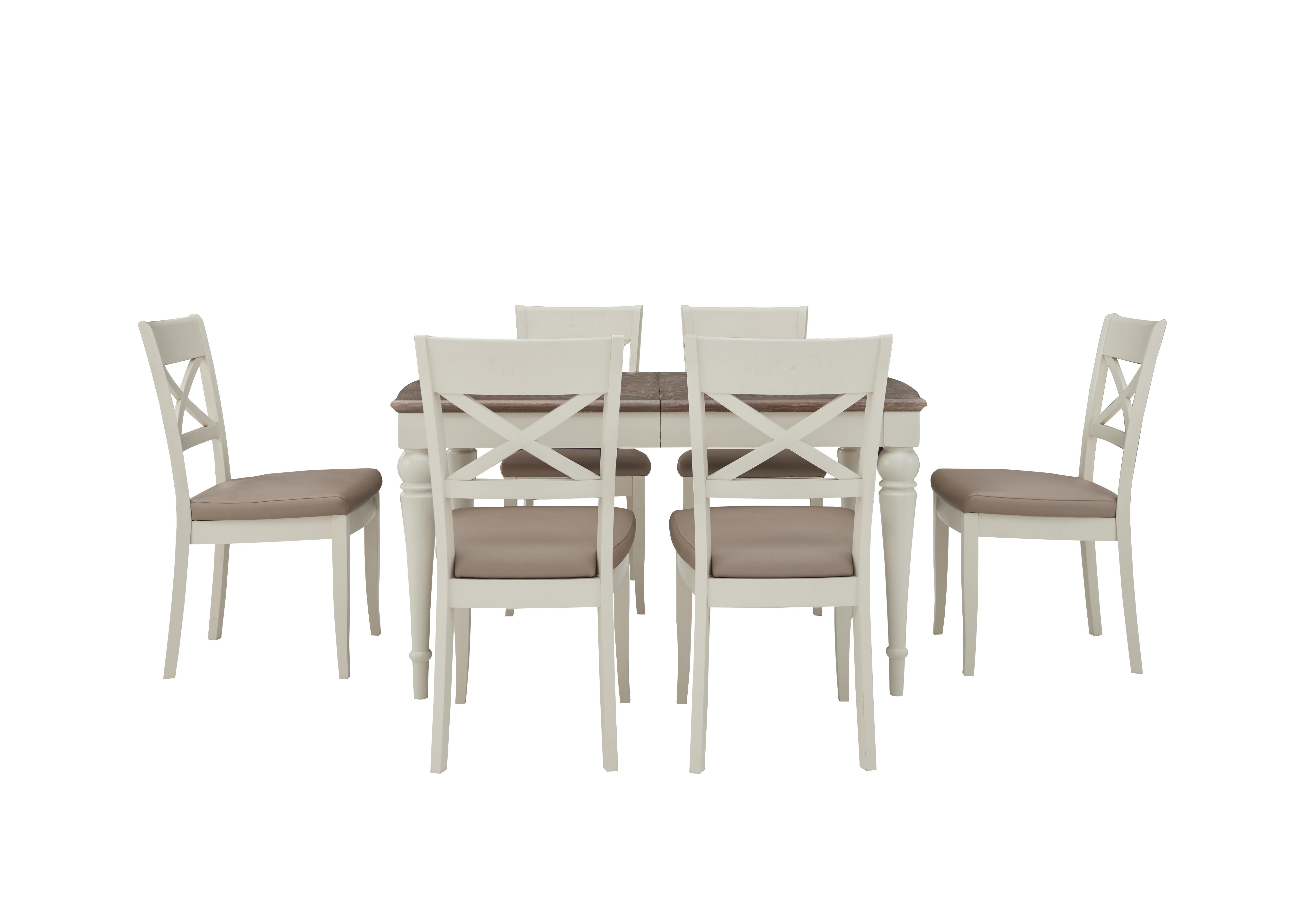 Annecy Extending Dining Table with 6 Faux Leather Dining Chairs