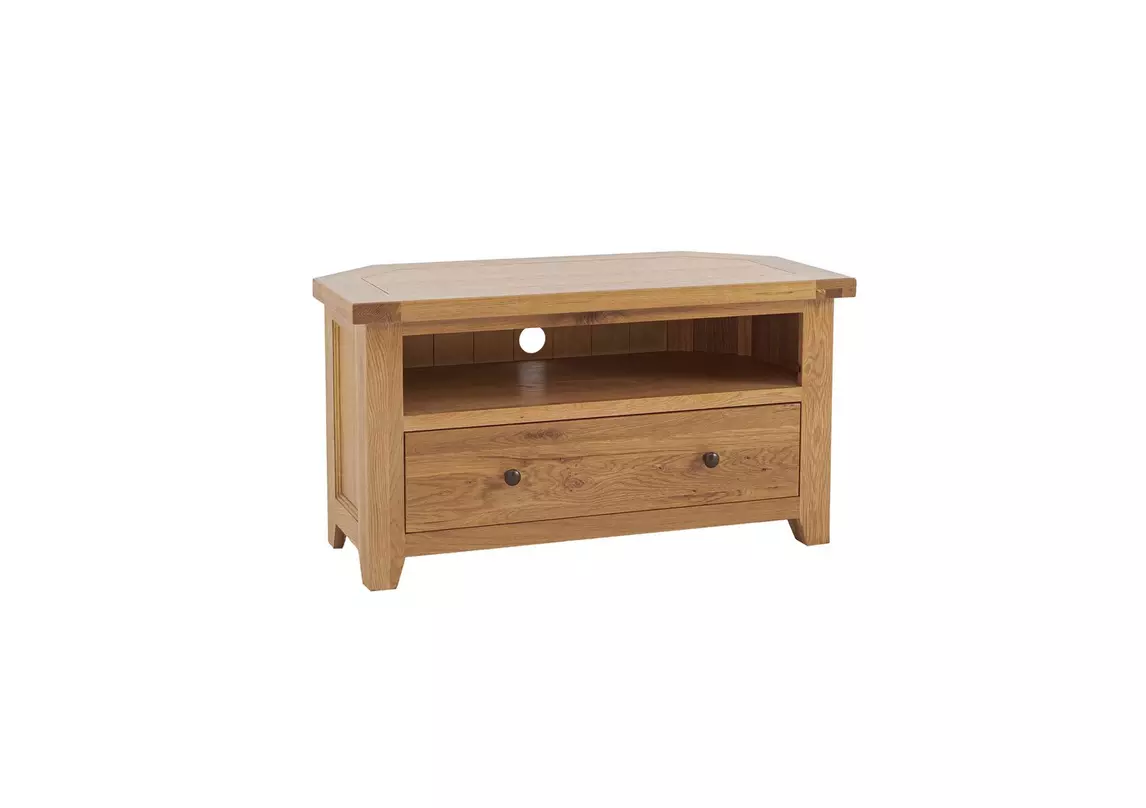 California Solid Oak Corner TV Unit Furnitureland Furniture