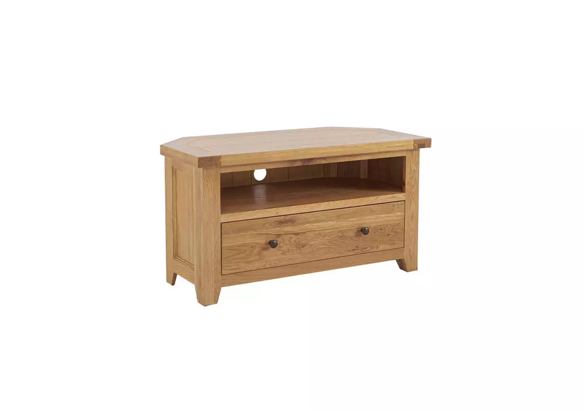 California Solid Oak Corner TV Unit Furnitureland Furniture Village