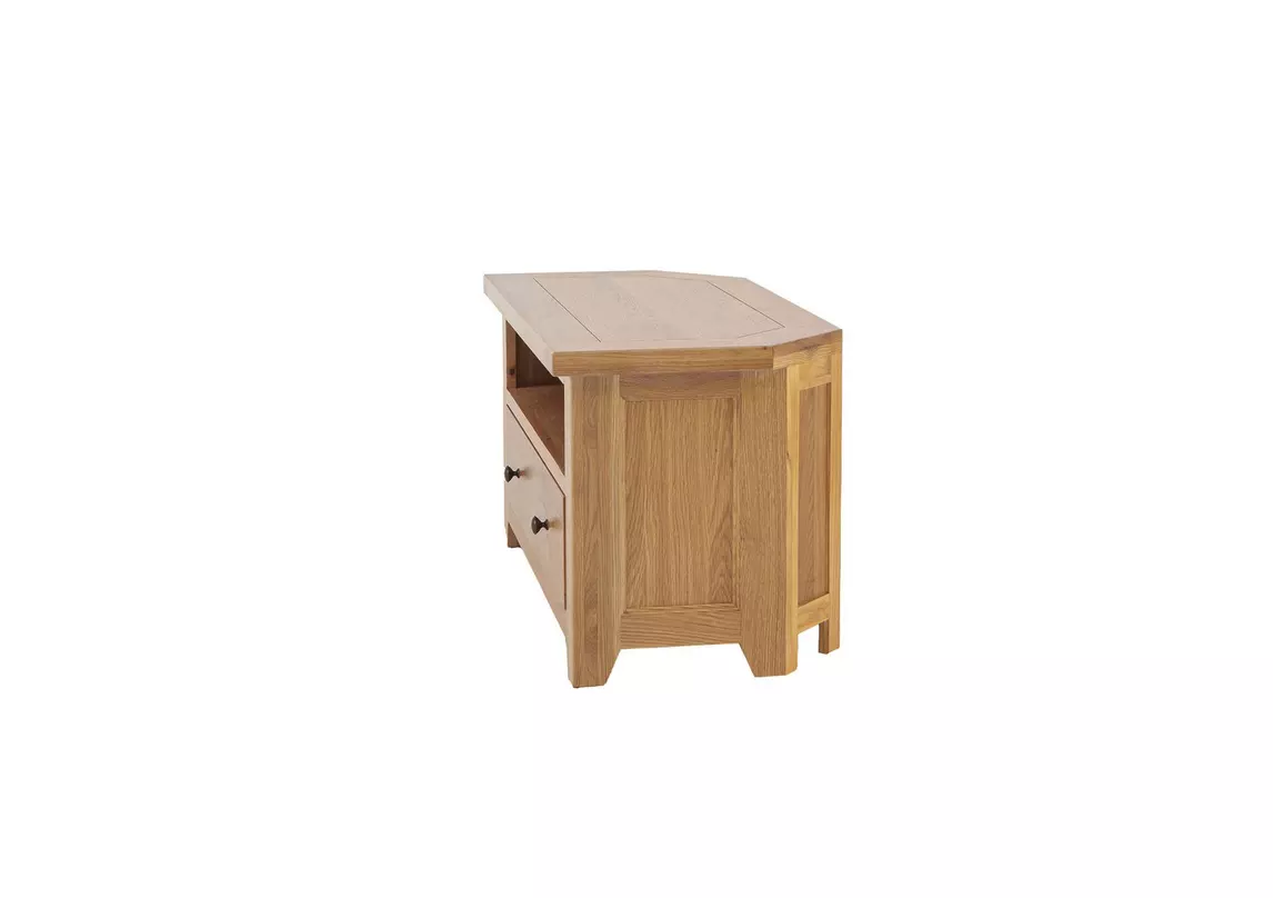 California Solid Oak Corner TV Unit Furnitureland Furniture Village