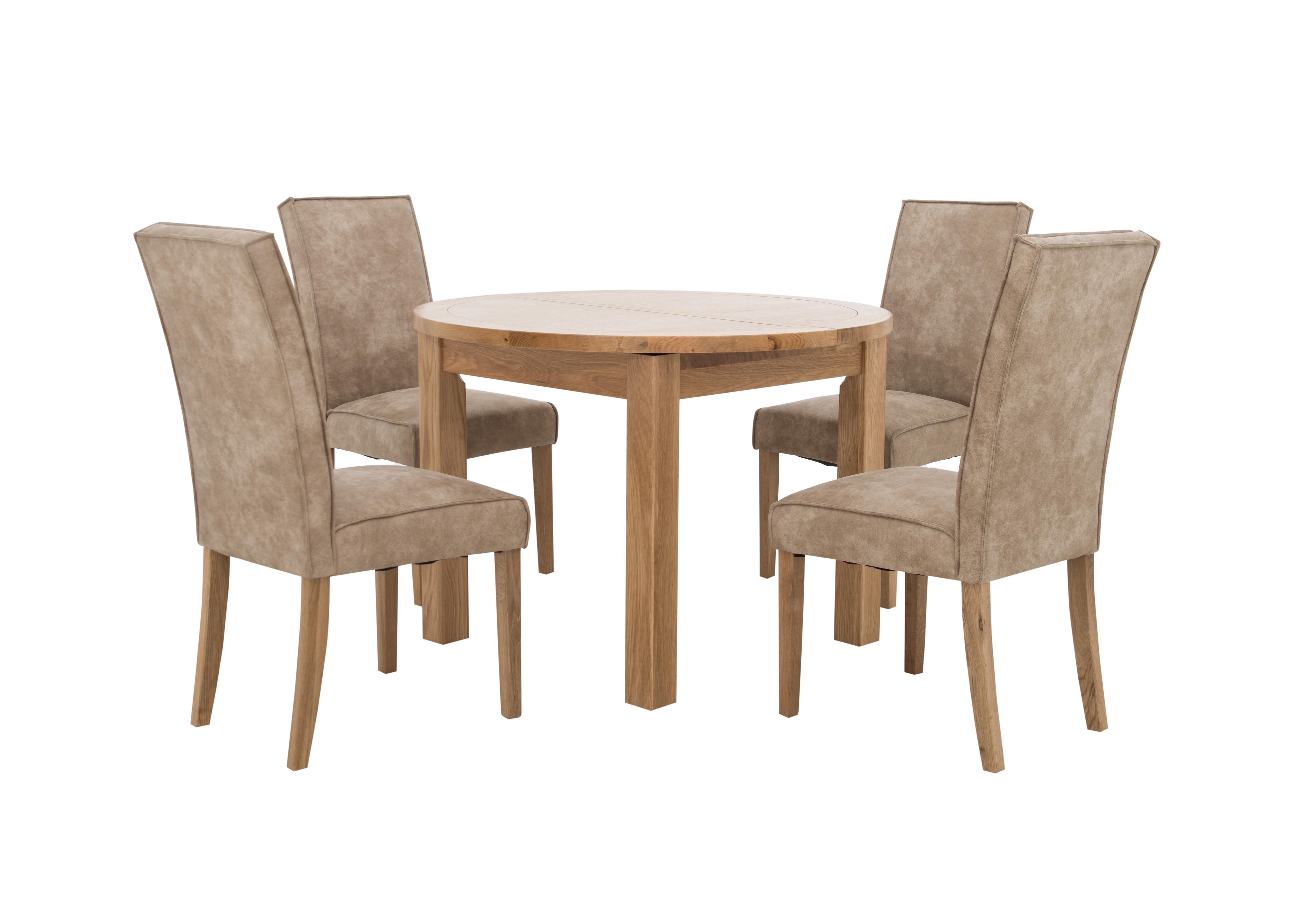 California Round Table and 4 Faux Suede Chairs Furniture Village