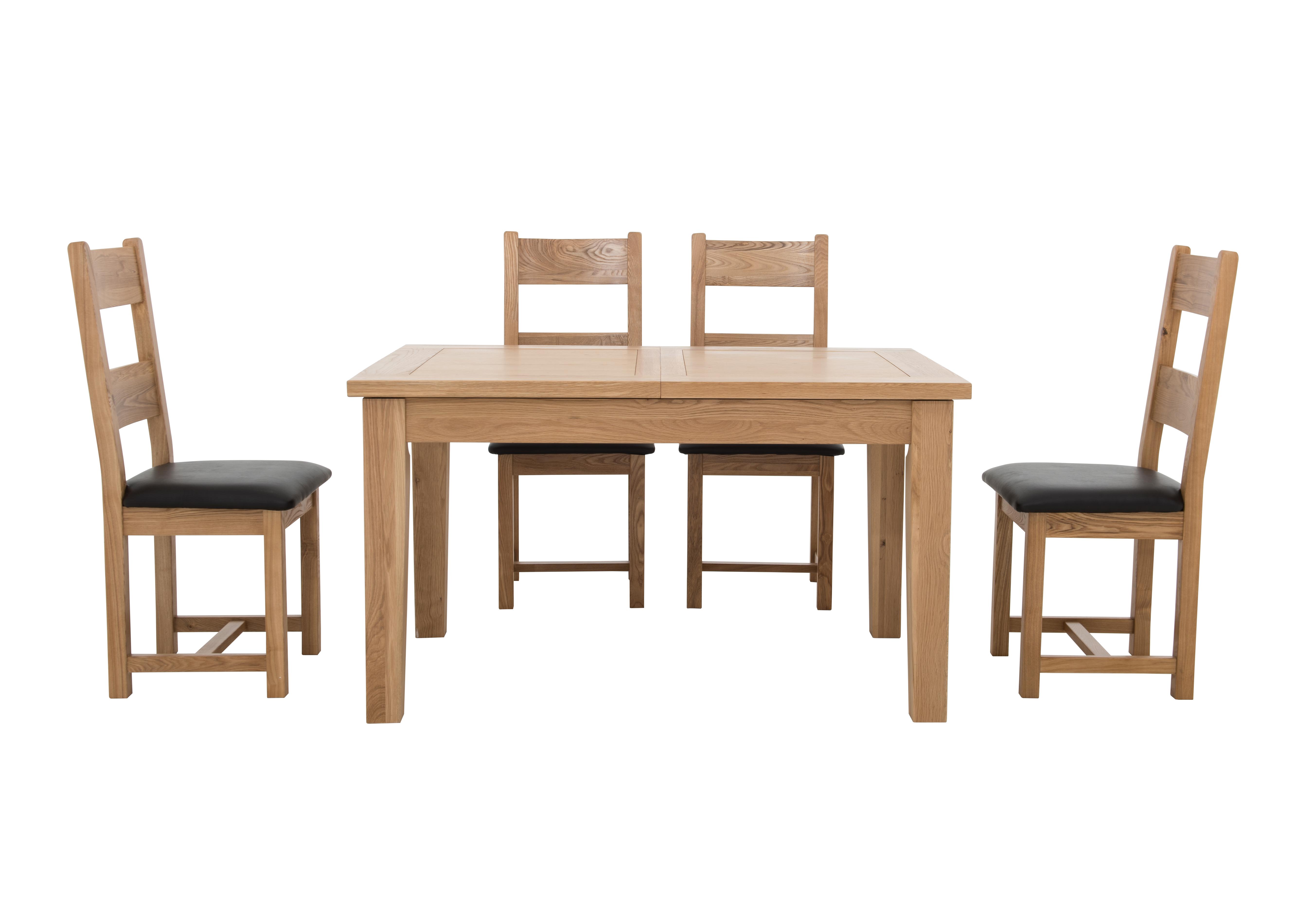 California Solid Oak Rectangular Extending Table and 4 Wooden Chairs