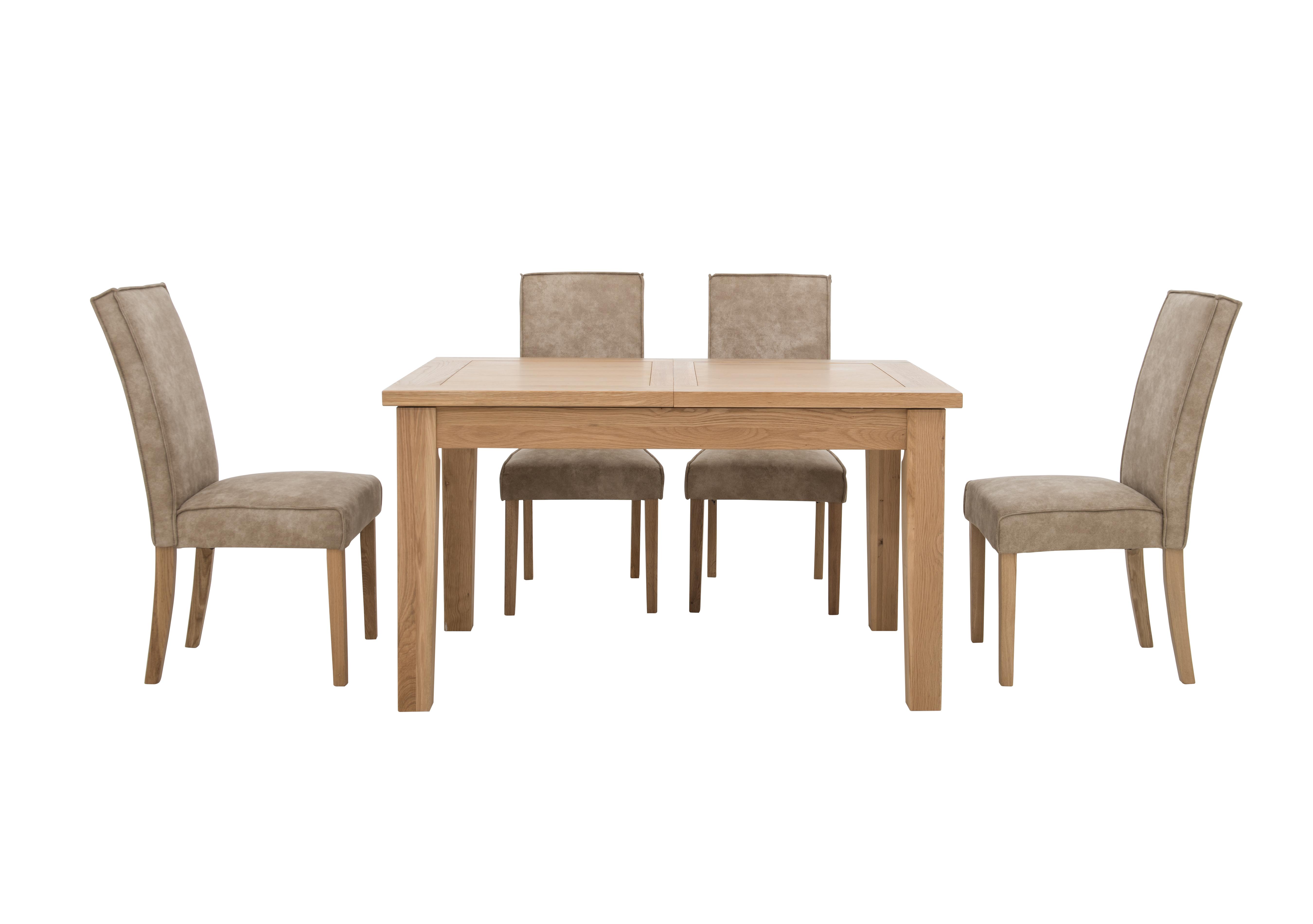 California Rectangular Solid Oak Extending Dining Table and 4 Faux
