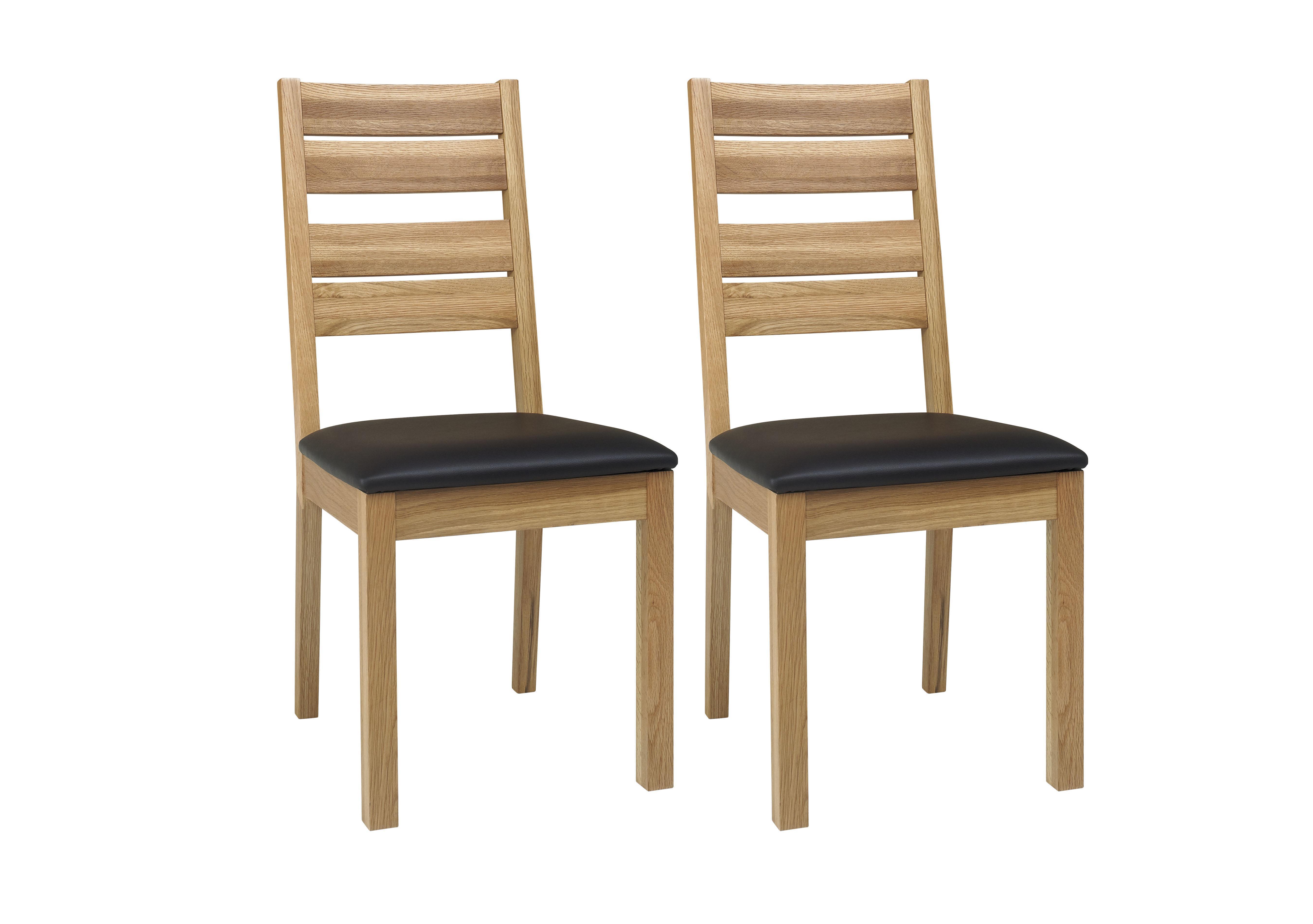 Compton Pair of Slatted Oak Dining Chairs Furniture Village