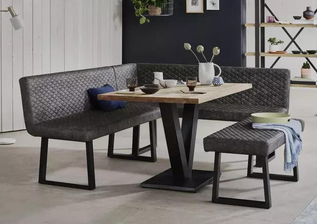 Compact Earth Dining Table Right Hand Facing Corner Bench And Low Bench Set Furniture Village