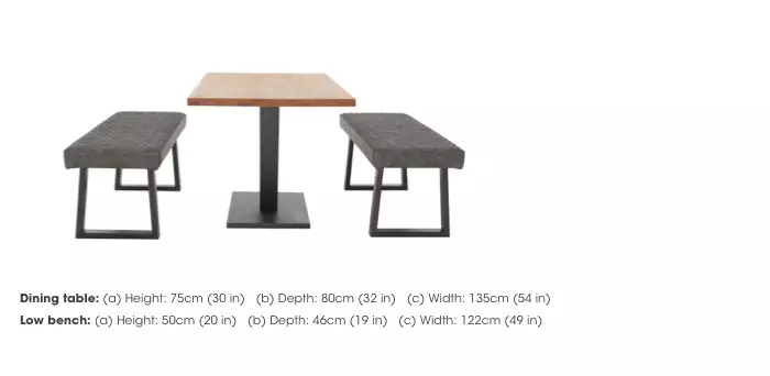 Compact Earth Dining Table and 2 Low Dining Benches Furniture