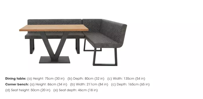 Compact Earth Dining Table and Right Hand Facing Corner Dining