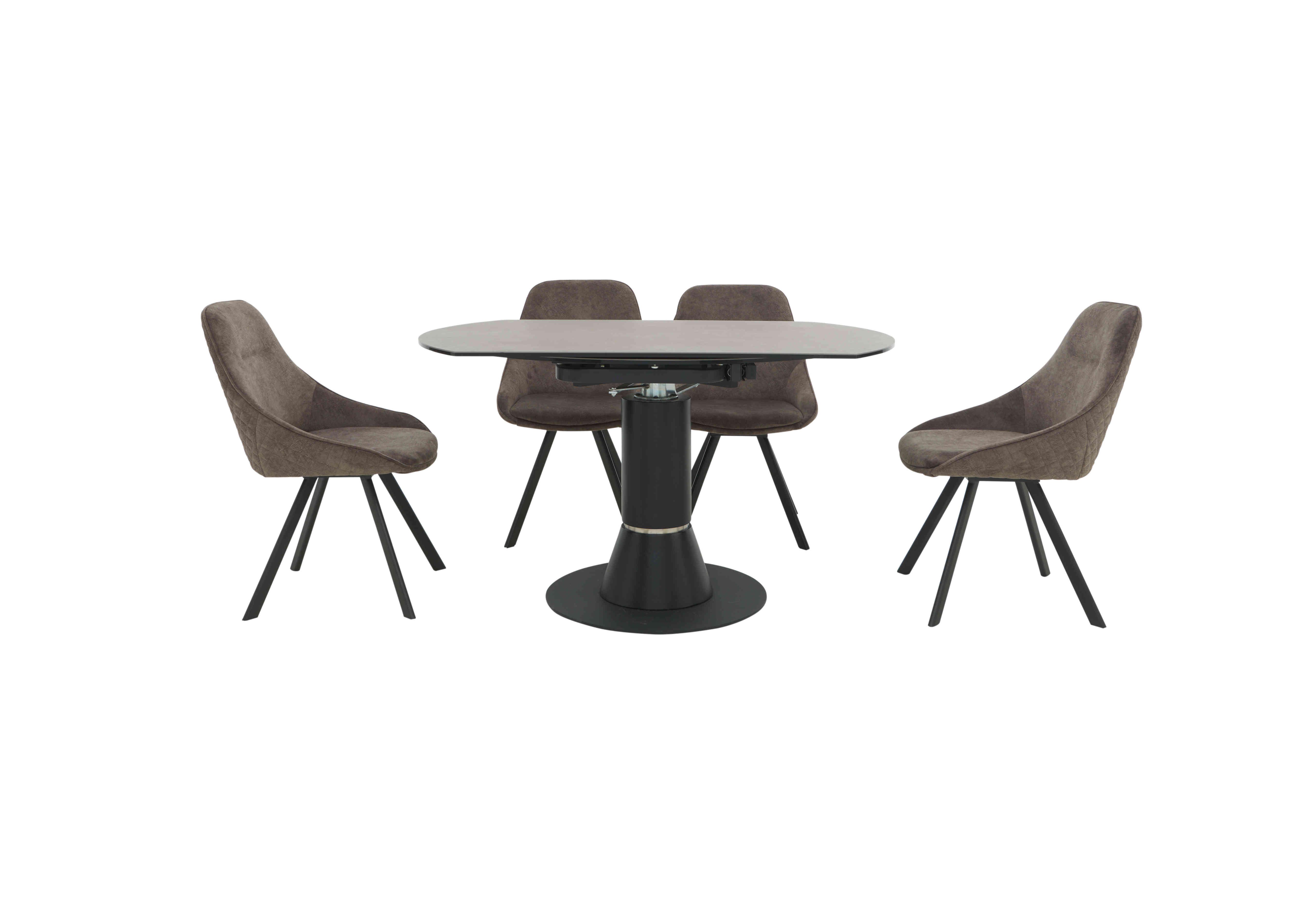 Enterprise Round Extending Dining Table and 4 Quilted Swivel Dining
