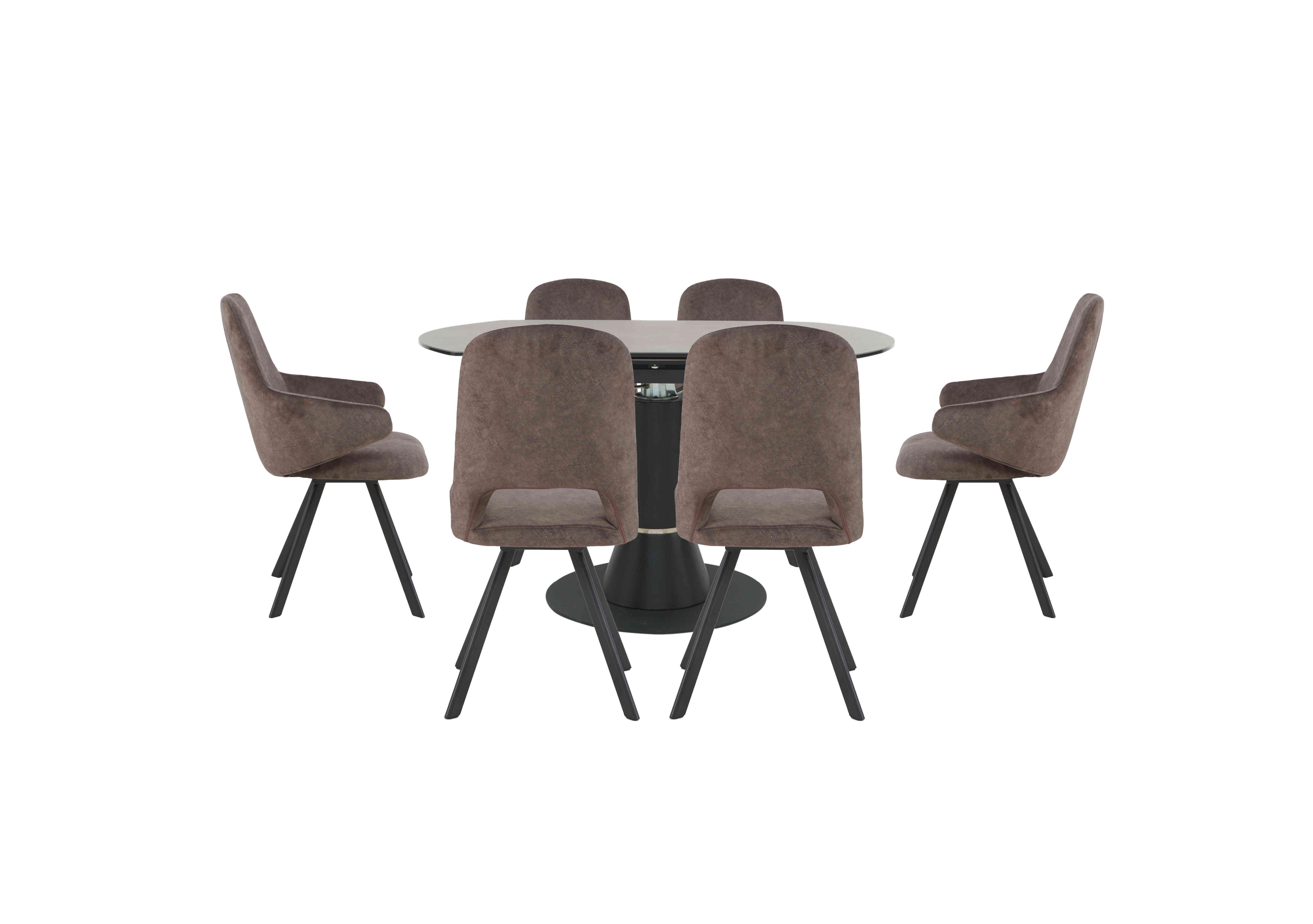 Enterprise Round Extending Table with 4 Swivel Dining Side Chairs and 2