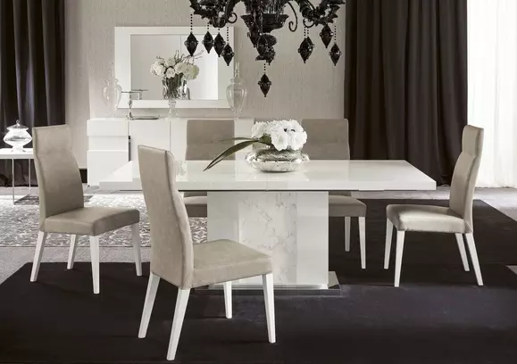 Cream gloss dining discount table and chairs