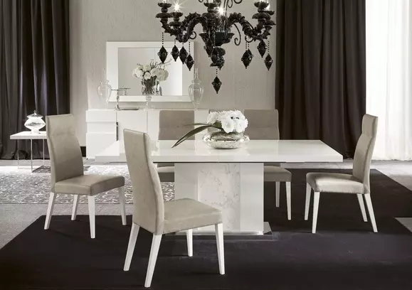 Marble extending dining table store and chairs