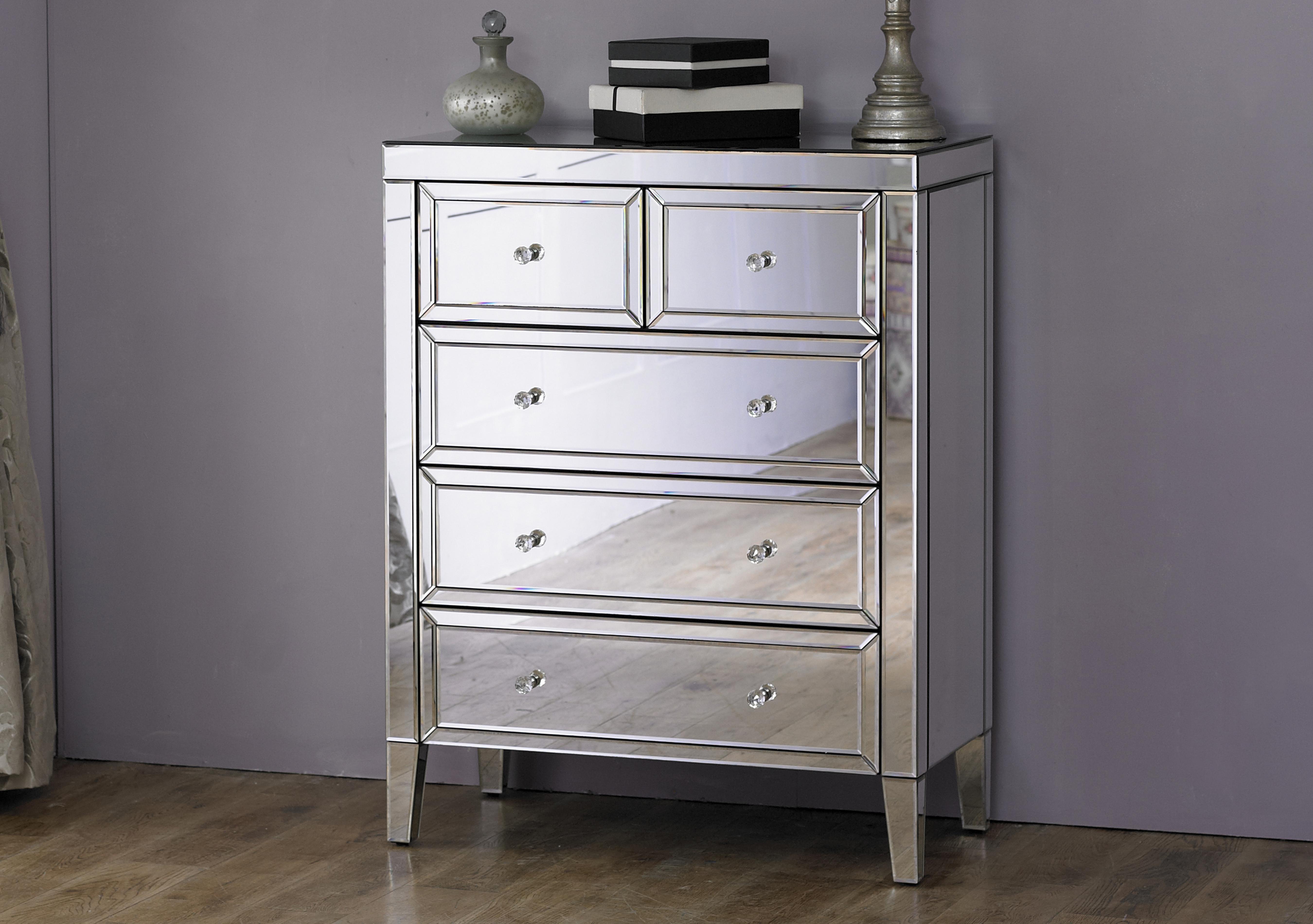 Tall mirrored chest store of drawers