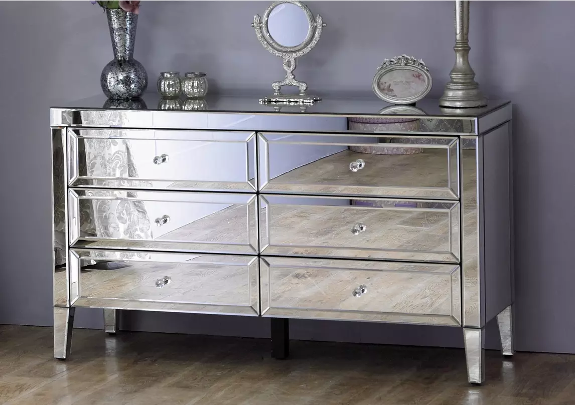 Mirror finish chest store of drawers