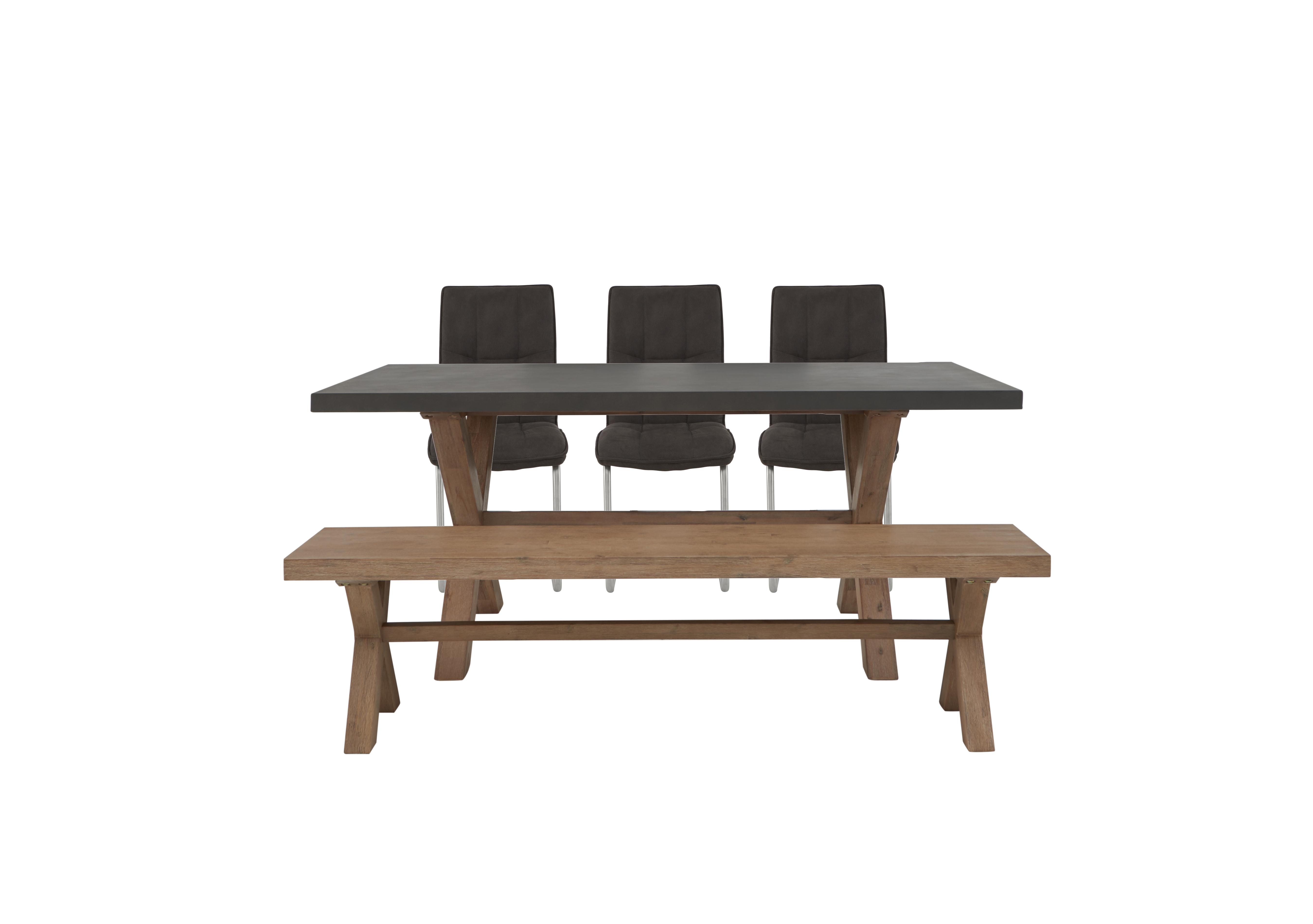 Fusion Large Table, 3 Chairs and Dining Bench Set Furniture Village