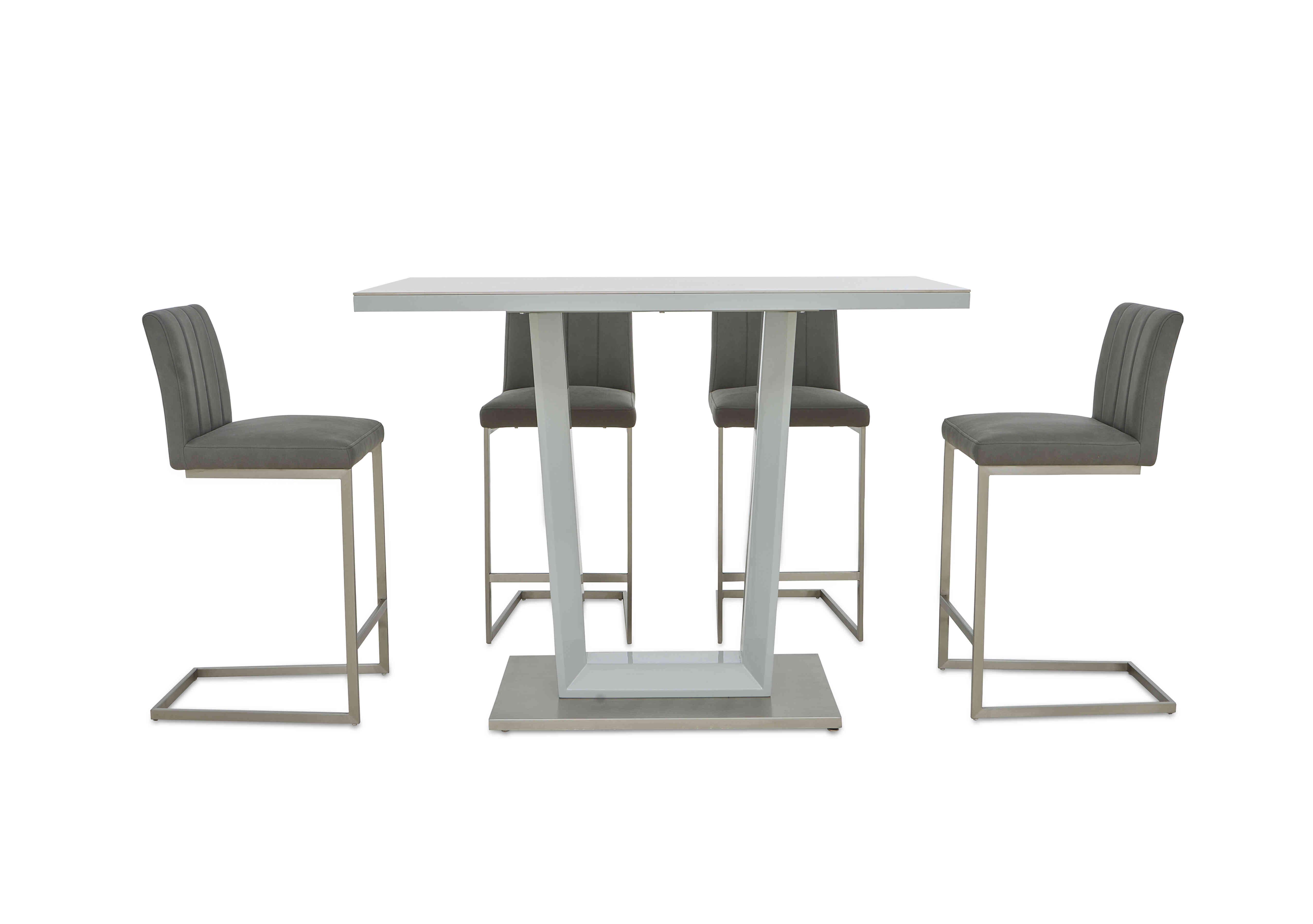 Grigio Bar Table with 4 Fixed Bar Stools Furniture Village