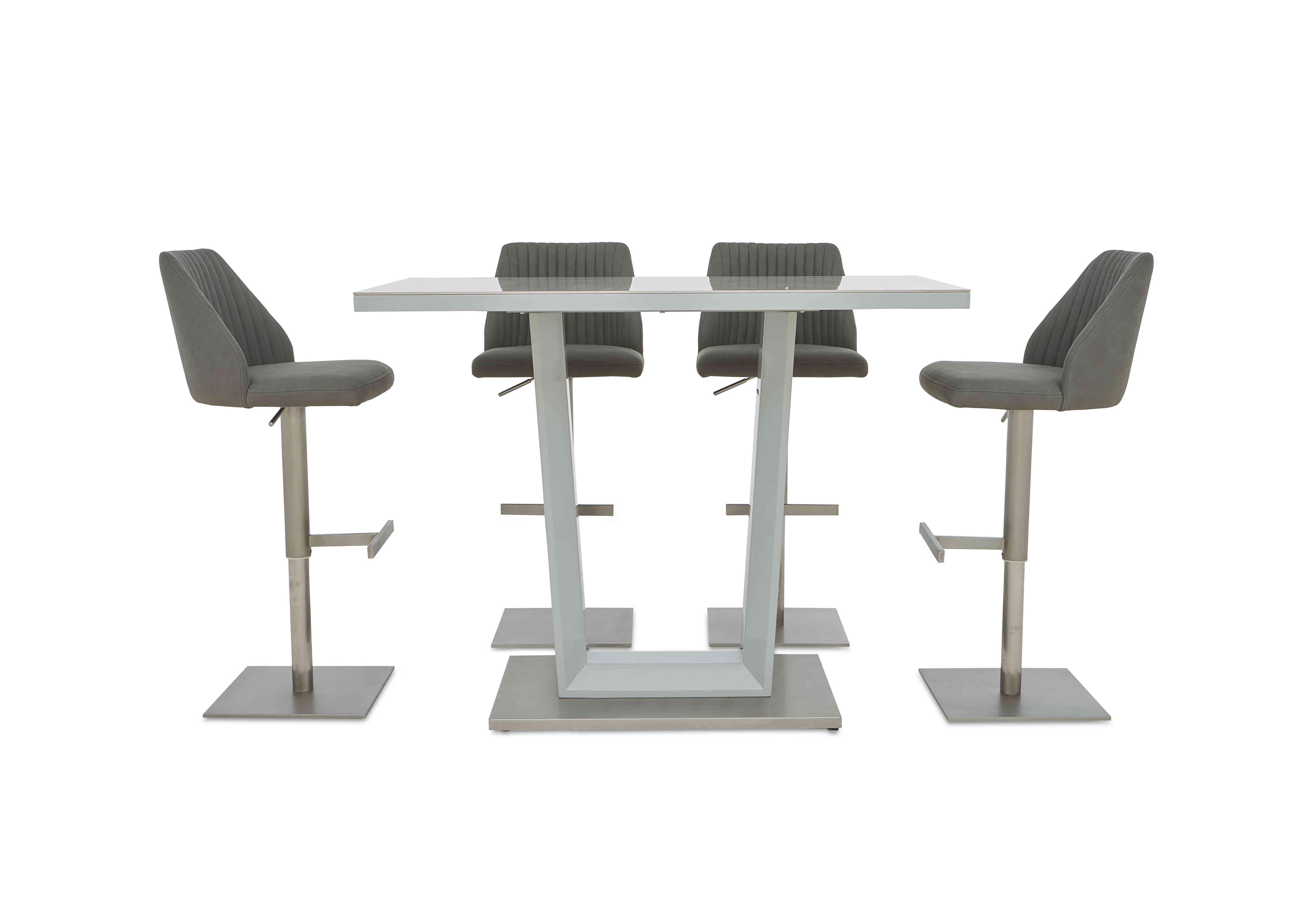 Grigio Bar Table with 4 Swivel Bar Stools Furniture Village