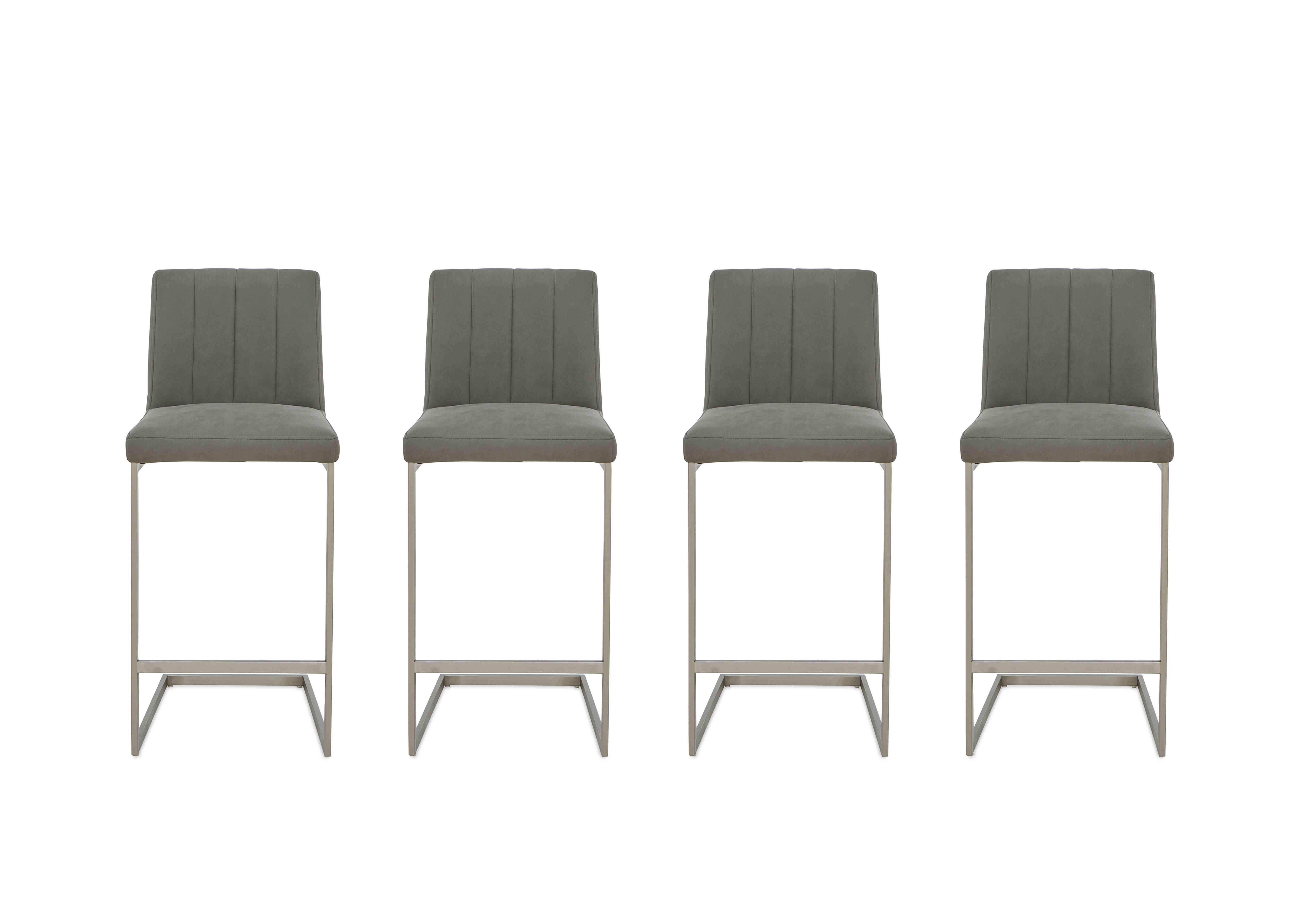 Grigio Set of 4 Fixed Bar Stools Furniture Village