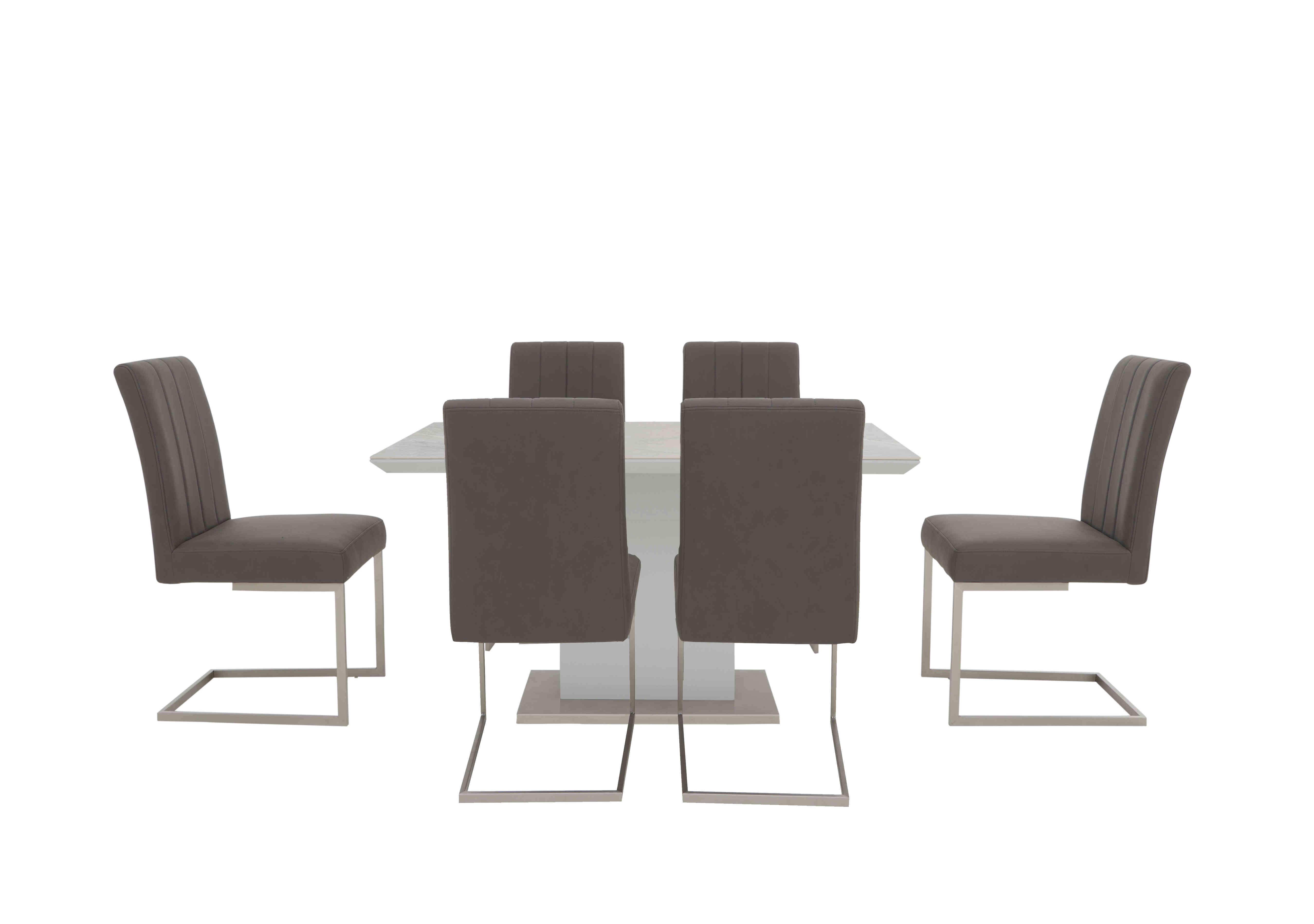 Grigio Fixed Dining Table and 6 Dining Chairs Furniture Village