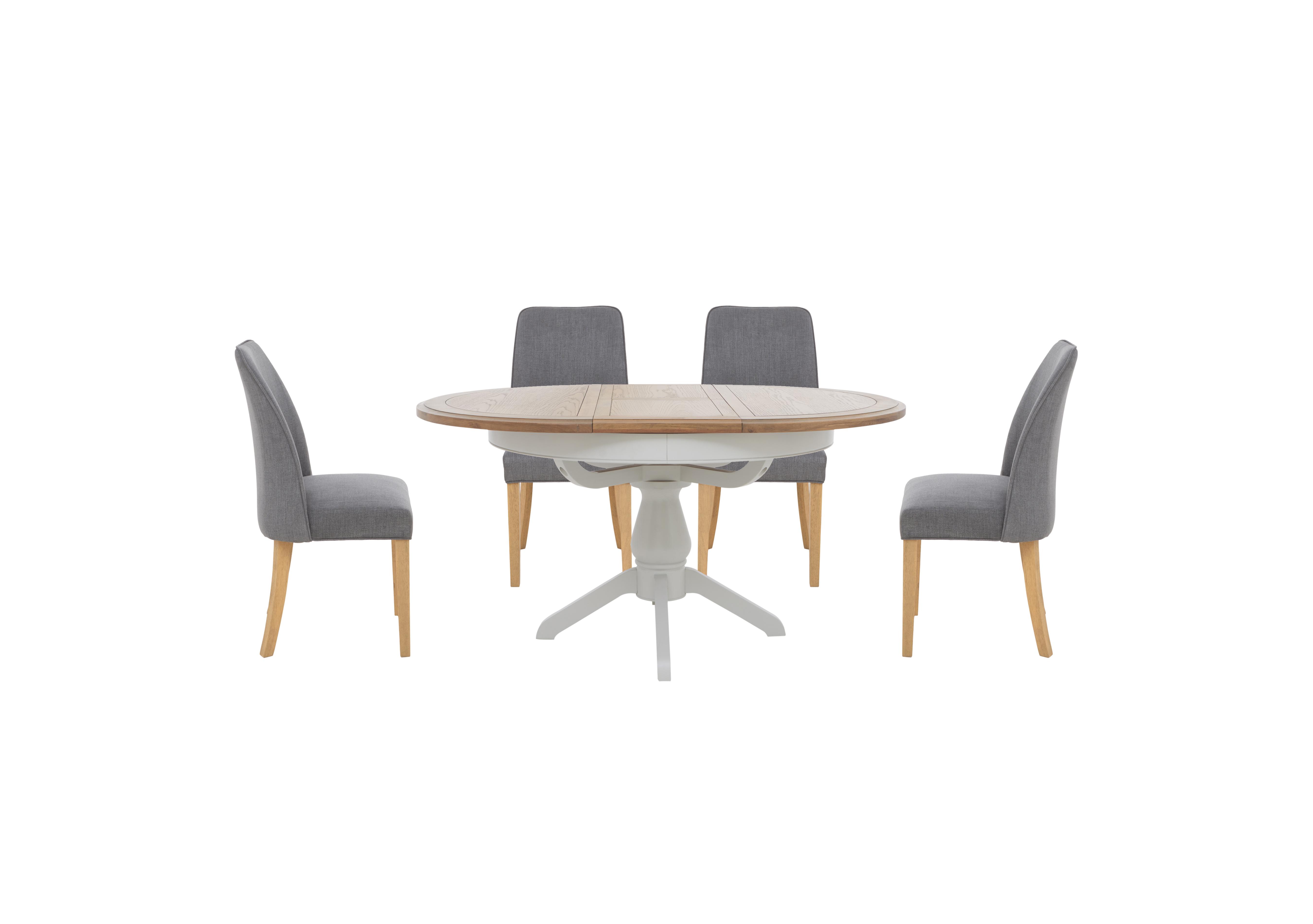 Hamilton Round Extending Dining Table and 4 Fabric Dining Chairs