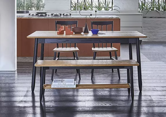 Narrow dining table online and bench