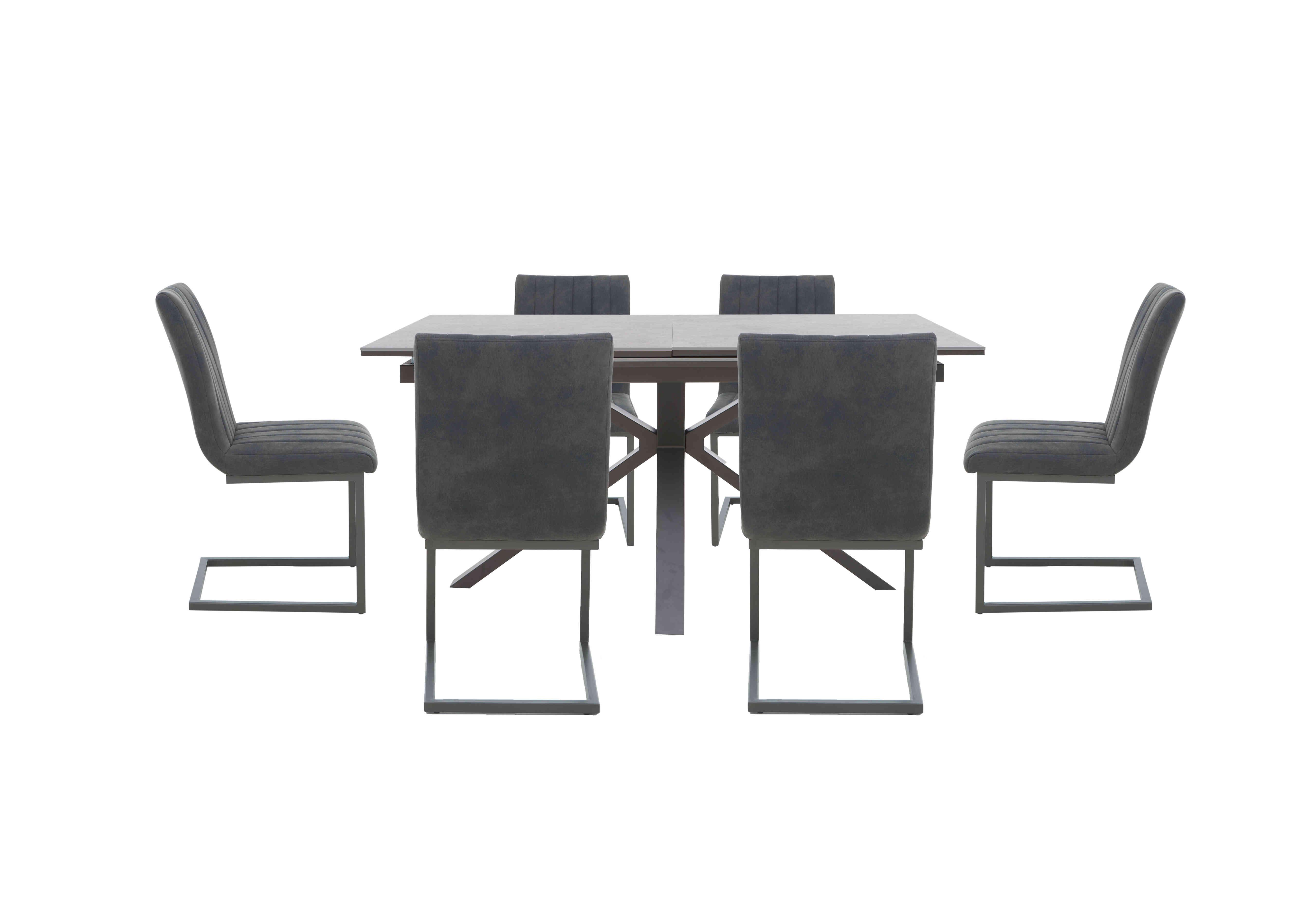 Moon Pop-Up Extending Dining Table and 6 Cantilever Dining Chairs Set - Furniture Village