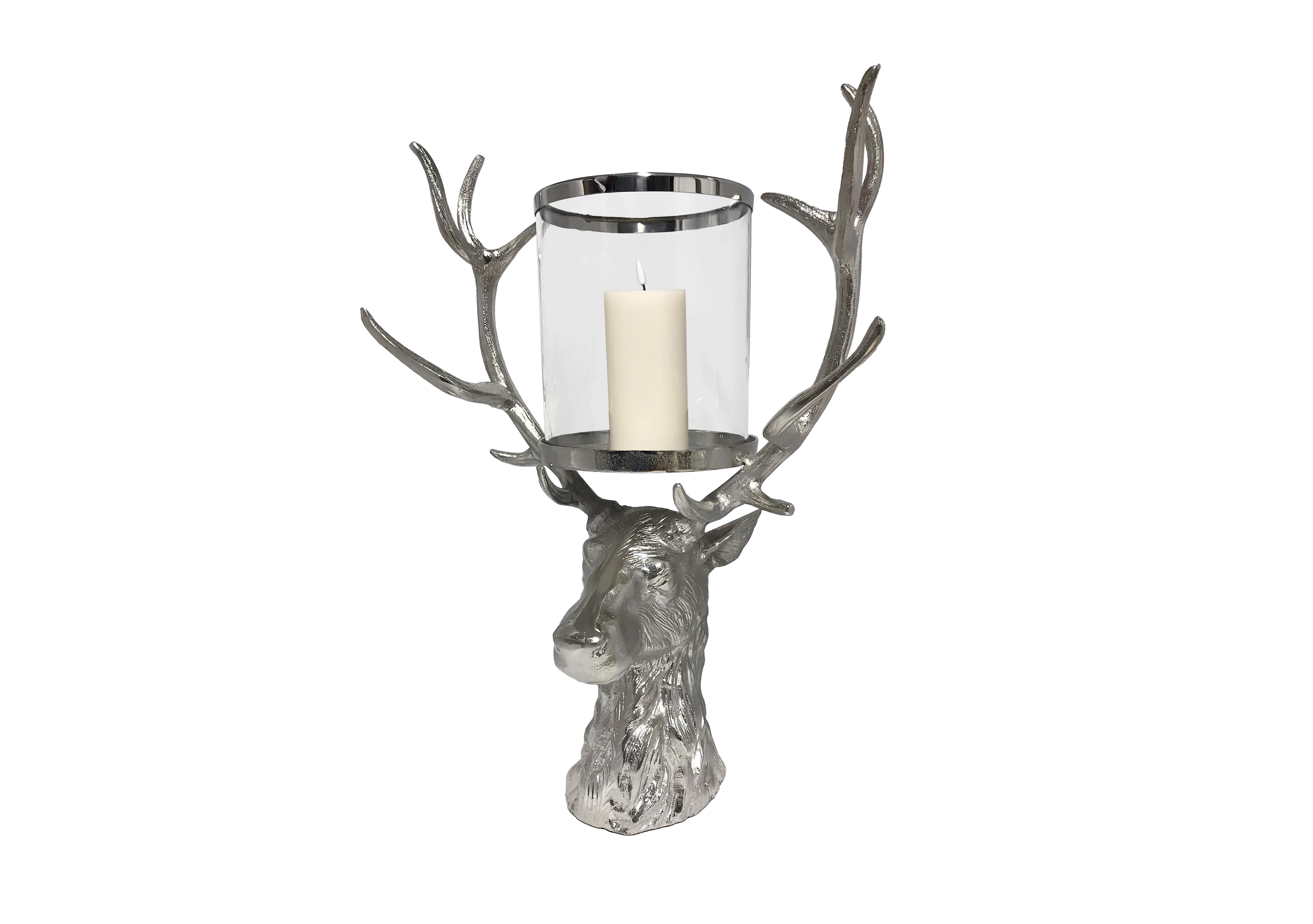 New Forest Stag Lantern with LED Candle Furniture Village