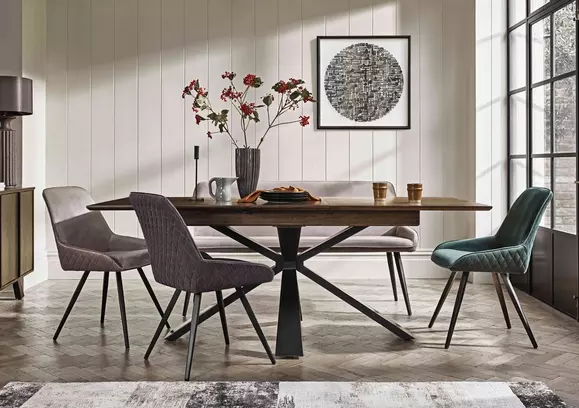 Dining room table with store leaf and chairs